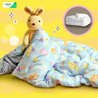 【Embrace 英柏絲】台灣製純天絲x短纖法蘭絨兒童四季被4x5尺 防蹣抗菌 兩用涼被(含兩面用被套-多款任選)