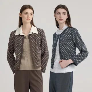 【ILEY 伊蕾】小花菱格紋縲縈外套(兩色；M-2L；1243074024)