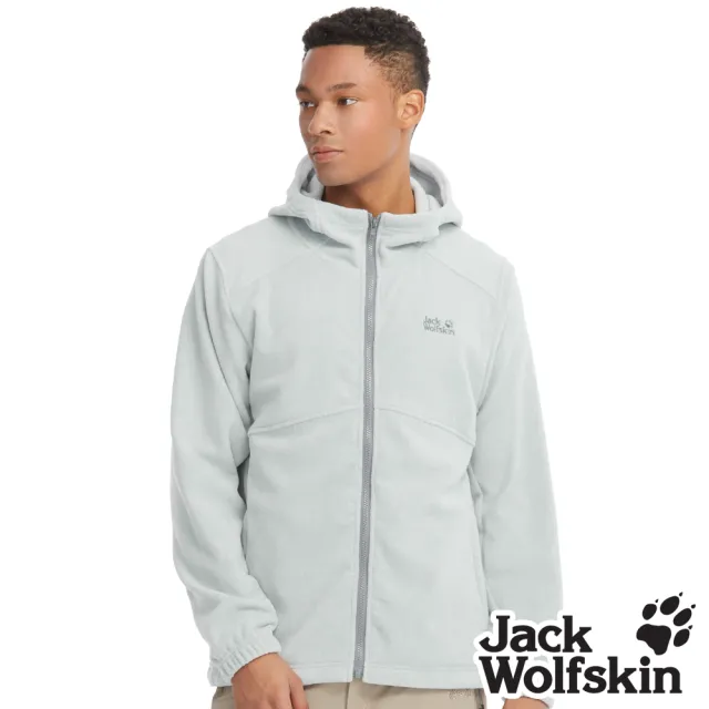 【Jack wolfskin 飛狼】男 帥氣刷毛保暖外套 連帽外套(淺灰)