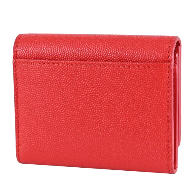 【BURBERRY 巴寶莉】金屬LOGO三折扣式零錢短夾.紅(全新福利品)