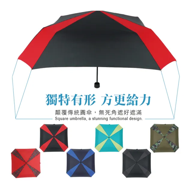 【雨之情】顛覆傳統撞色方形折傘(雨傘 折疊傘 手開傘 台灣傘布)
