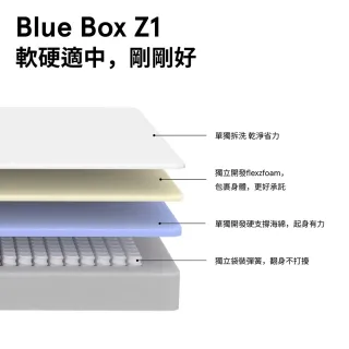 【hoi! 好好生活】藍盒子記憶綿三段式獨立筒床墊 Z1-台規雙人加大6尺 180*190