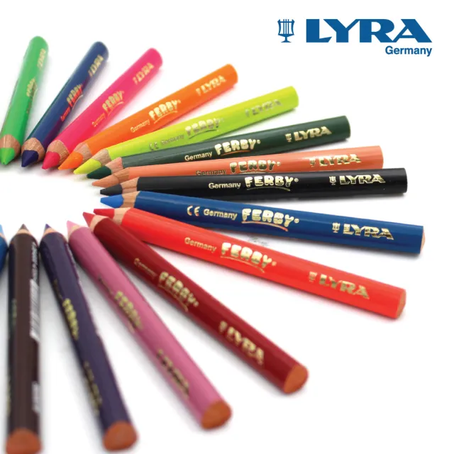 【德國LYRA】三角漆皮彩色鉛筆12cm(18色 粗三角 好收納 油性色鉛筆 三角色鉛筆)