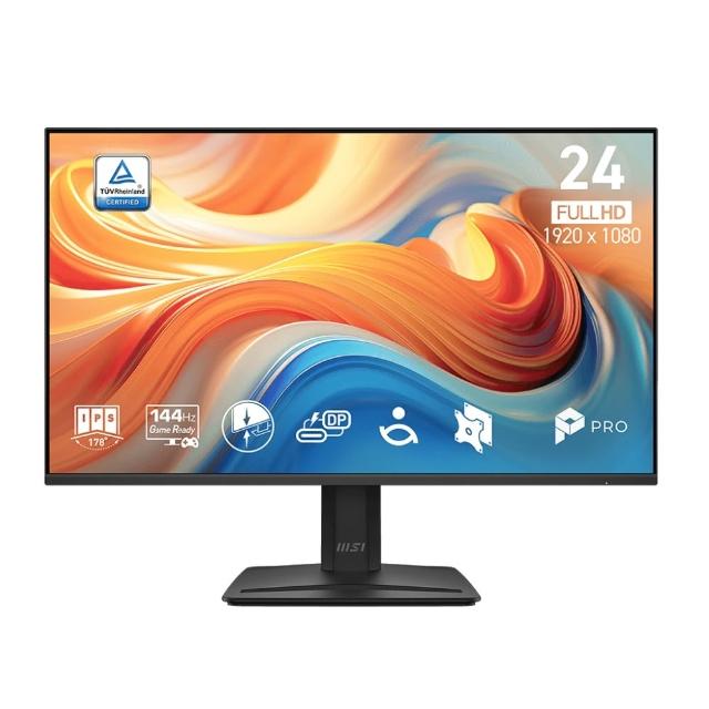 【MSI 微星】2入組★PRO MP242 E14C 24型 IPS 144Hz 平面美型商用螢幕(內建喇叭/EyesErgo/Type-C/HDMI)