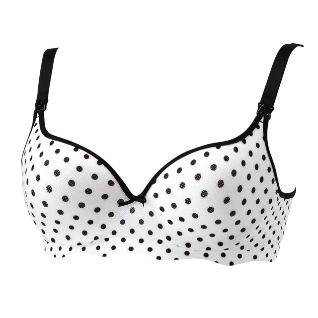 【Gennies 奇妮】哺乳內衣褲成套 涼感軟鋼圈內衣 高腰內褲 美波動(孕婦內衣 上開扣 孕婦內褲 黑點 A29B29)