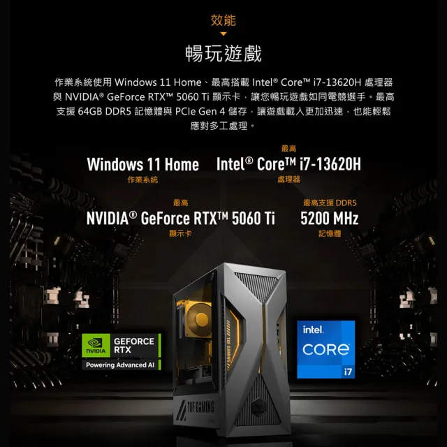 【ASUS 華碩】+電競後背包★i5 八核心 RTX5060電競電腦(i5-13420H/16G/1TB SSD/W11/H-T500MV/透側)