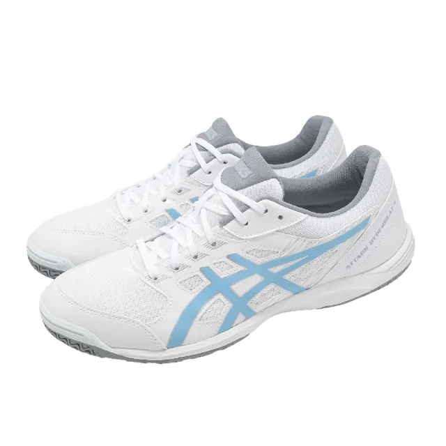 【asics 亞瑟士】桌球鞋 Attack Hyperbeat 4 男女鞋 匹克球 白 藍 室內運動鞋 1073A056102