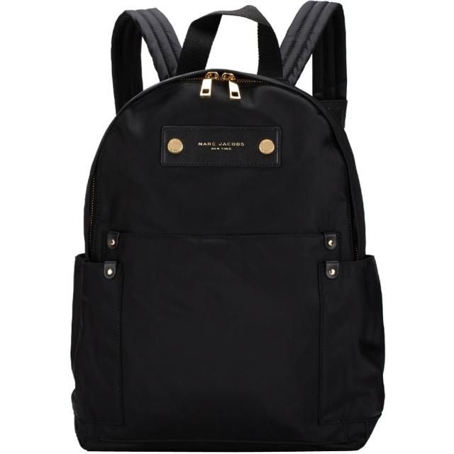 【MARC JACOBS】黑色尼龍雙側袋+前口袋大款後背包
