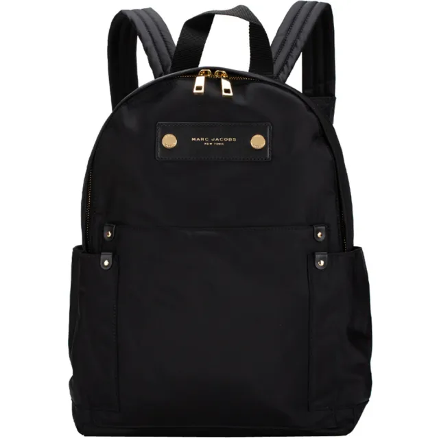 【MARC JACOBS】黑色尼龍雙側袋+前口袋大款後背包