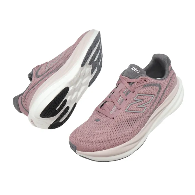 【NEW BALANCE】慢跑鞋 1080 V15 D 寬楦 女鞋 粉紅 灰 緩衝 回彈 運動鞋(W10807F9-D)