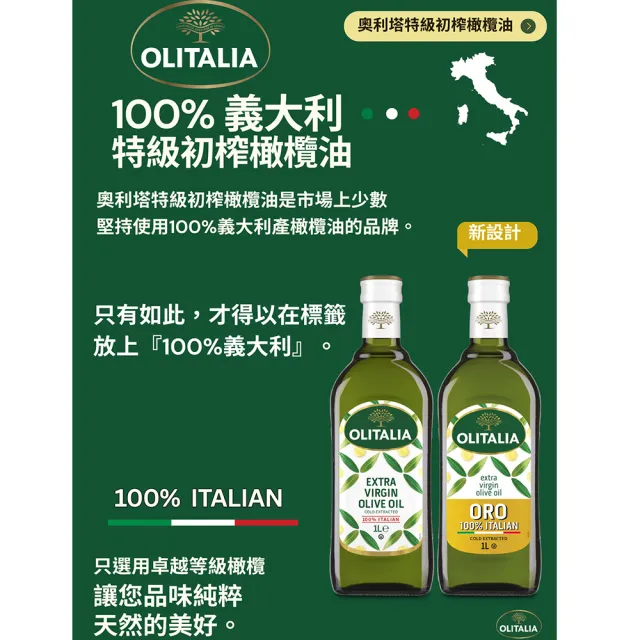 【Olitalia 奧利塔】特級初榨橄欖油禮盒組(1000mlx4瓶)