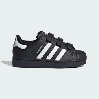 【adidas 愛迪達】休閒鞋 童鞋 中童 大童 運動鞋 魔鬼氈 三葉草 SUPERSTAR II CF C 黑 JI3989