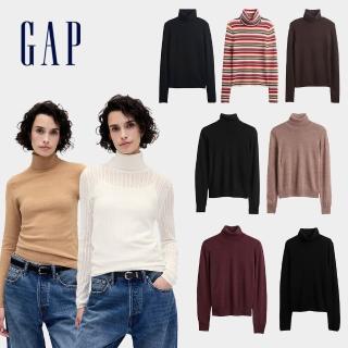 【GAP】女裝 純羊毛立領長袖針織衫-多款任選(844757&820749&844758)