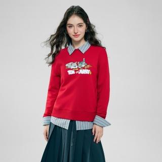 【GIORDANO 佐丹奴】女裝滿地找錢印花大學TEE 湯姆貓與傑利鼠系列(39 紅色)
