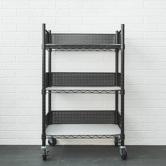 【dayneeds 日需百備】60x45x90cm 廚房置物推車 含圍籬+PP板+工業輪(推車/微波爐架/層架)