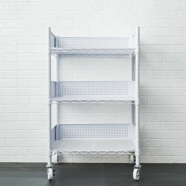 【dayneeds 日需百備】60x45x90cm 廚房置物推車 含圍籬+PP板+工業輪(推車/微波爐架/層架)