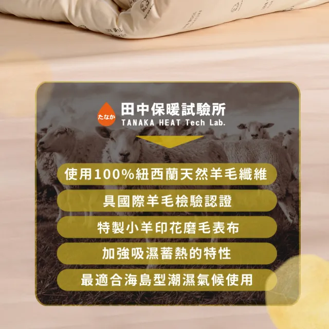 田中保暖 3kg 100%紐西蘭純新羊毛雙人被  6x7尺 冬被(台灣製-國際羊毛局認證)