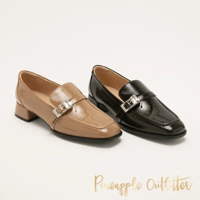 【Pineapple Outfitter】質感皮帶扣飾低跟樂福鞋ELROY(鏡咖色)