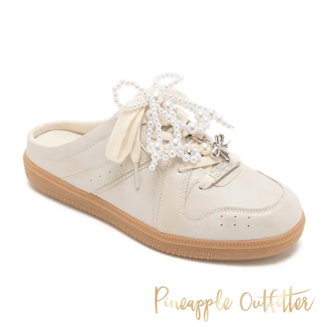 【Pineapple Outfitter】休閒珍珠綁帶穆勒鞋KALIN(杏色)