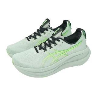 【asics 亞瑟士】慢跑鞋 GEL-Nimbus 28 2E 寬楦 男鞋 灰 綠 緩震 運動鞋 亞瑟士(1011C144400)