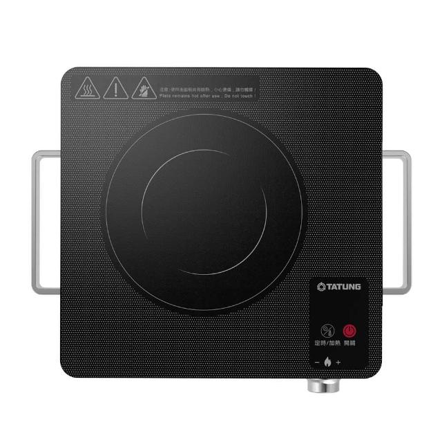 TATUNG大同 TCH-F1300BG 電陶爐，黑色系時尚設計，不挑鍋具適用各種材質，功率1200W以上快速加熱，適合110V/60Hz臺灣電壓使用。產品尺寸305(W)x72(H)x350(D)mm，輕巧2.1kg，保固1年，BSMI許可字號R31001，中國製造，安全可靠的家用煮食選擇。