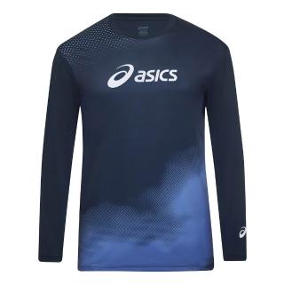 【asics 亞瑟士】長袖上衣 男 大學T 訓練 慢跑 藍 2031F576-400