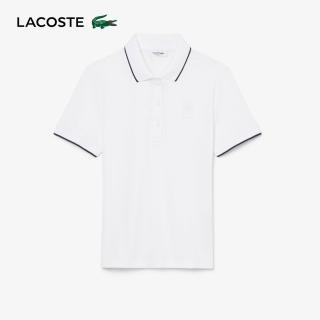 【LACOSTE】女裝-修身彈性短袖Polo衫(白色)