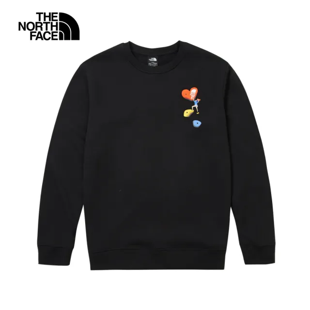 【The North Face】北面男女款黑色長袖大學T｜8GY7JK3