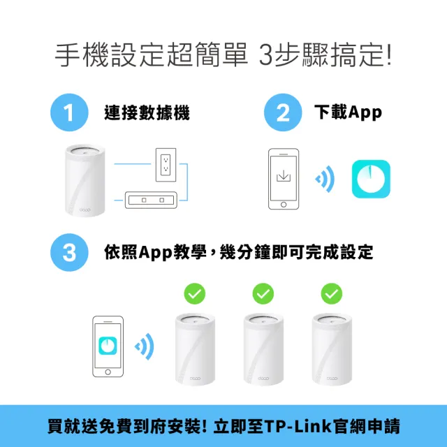 【TP-Link】Wi-Fi 7 BE11000三頻2.5G真Mesh無線網路網狀路由器(支援AI筆電/透天厝/Deco BE65 一入組)