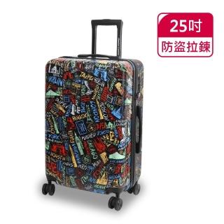 【American Explorer 美國探險家】雙排飛機輪 水杯架 塗鴉 行李箱 25吋 雙層防盜拉鏈 TSA海關鎖 C35 旅行箱