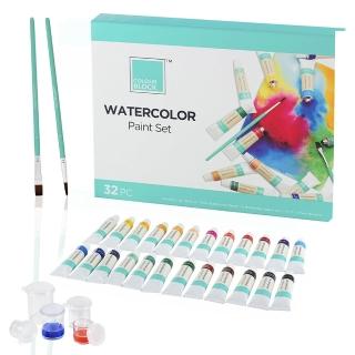 【COLOUR BLOCK】24色水彩顏料繪畫套組 附筆刷 水彩紙(管狀水彩 水彩畫具 小學生禮物 開學文具)
