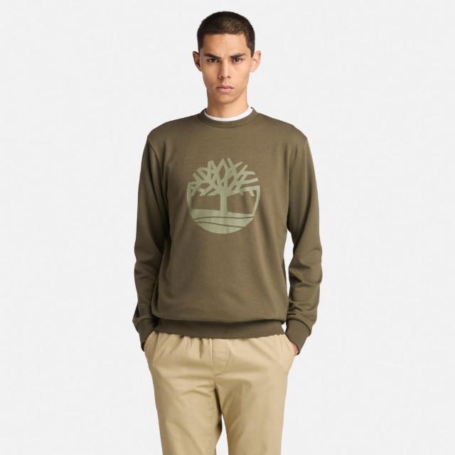 【Timberland】男款軍綠色LOGO圓領上衣(A6AZRA58)