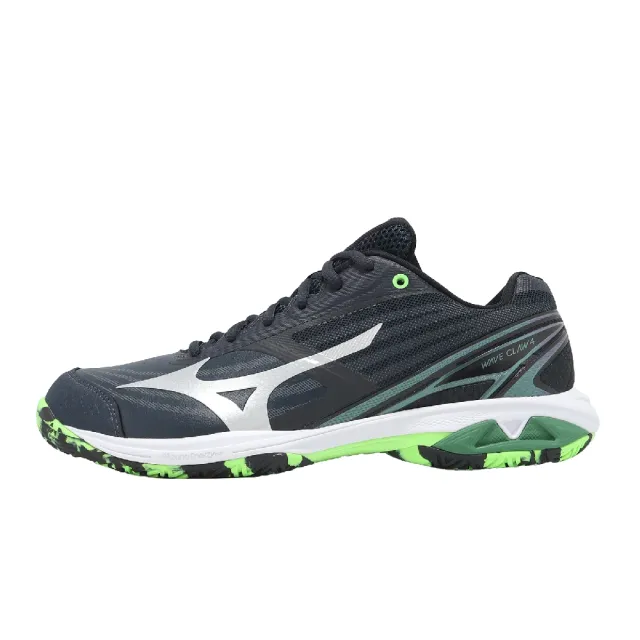 【MIZUNO 美津濃】羽球鞋 Wave Claw 4 超寬楦 男鞋 黑 綠 回彈 緩震 支撐 71GA2644-03