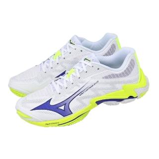 【MIZUNO 美津濃】排球鞋 Wave Lightning Elite 男鞋 白 藍 緩震 穩定 V1GA2600-39