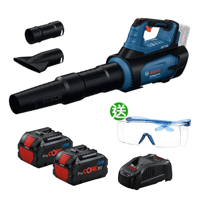 【BOSCH 博世】18V鋰電吹葉機/鼓風機《8.0Ah電池*2+8A快充組》GBL18V-800(再送3M安全護目鏡)