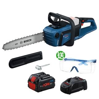 【BOSCH 博世】18V雙渦輪無刷鋰電鏈鋸機《8.0Ah電池+8A快充組》GKE 18V-40(再送3M安全護目鏡)