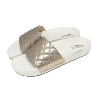 【SKECHERS】拖鞋 Arch Fit Hyper Slide 女鞋 米白 金 彈力涼拖鞋 141711GLD