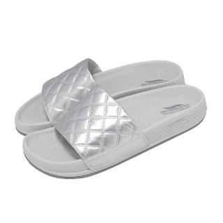 【SKECHERS】拖鞋 Arch Fit Hyper Slide 女鞋 銀 灰 彈力涼拖鞋 141711SIL