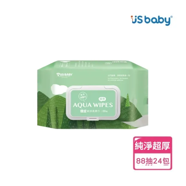 【US BABY 優生】超厚型濕紙巾箱購任選(柔軟80抽24包/酒精80抽12包/維生素C嬰兒柔濕巾80抽24包)