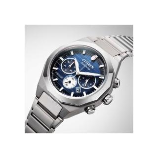 【CITIZEN 星辰】GENTS 限量 Zenshin 超級鈦 千本格子 光動能計時手錶-藍/41mm(CA4691-59L)