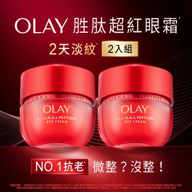 【OLAY 歐蕾】新上市★胜肽超紅瓶 奢護眼霜2入組15g*2(快速提拉去紋 臉部保養★No.1抗老品牌)