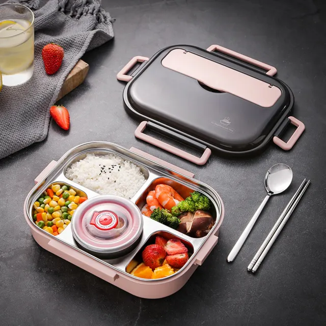【Mega】莫蘭迪新色 304不鏽鋼五格便當盒(附餐具+湯碗+便當袋 飯盒 保溫)