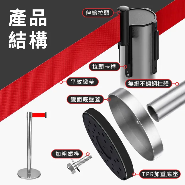 紅龍柱 伸縮圍欄 不銹鋼伸縮帶圍欄柱 排隊圍欄 分隔樁 排隊柱 圍欄線 警戒帶 618-CSR2