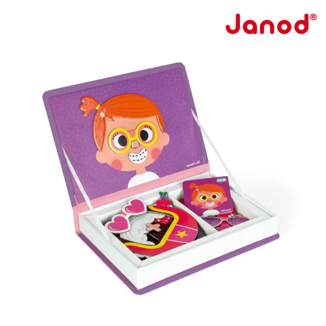 【法國Janod】磁鐵遊戲書-俏皮的臉(磁鐵書 安靜書 邏輯思考 創造力)