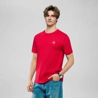 【GIORDANO 佐丹奴】男裝純棉印花短袖T恤(39 高貴紅)