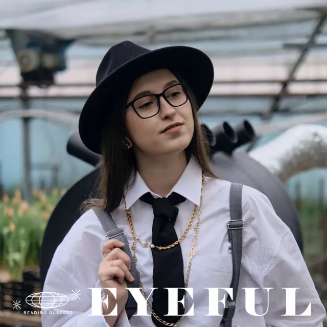 【EYEFUL】買2送1 抗藍光老花眼鏡 文青黑框大鏡面(高質感 濾藍光鏡片 大鏡框 彈簧腳)