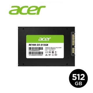 【Acer 宏碁】RE100 512GB SATA ssd固態硬碟 5年保固(最高讀取562MB/s)