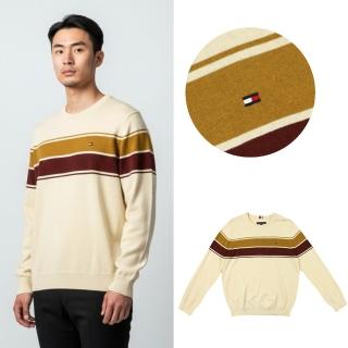 【TOMMY HILFIGER】拼色條紋 Tommy Hilfiger 針織毛衣 刺繡logo 純棉 縮口 針織 長袖 毛衣 @1763EH3