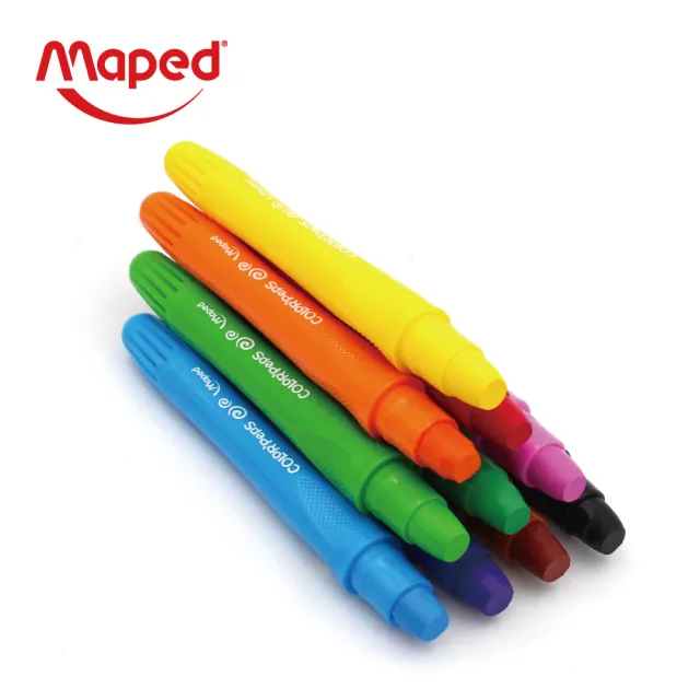 【Maped】超滑順水溶性蠟筆10色|兒童蠟筆 絲滑蠟筆 旋轉蠟筆 畫玻璃 可水洗