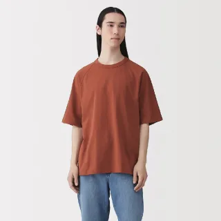 【MUJI 無印良品】男水洗粗織拉克蘭袖五分袖T恤(白色/黑色/磚紅/深綠)